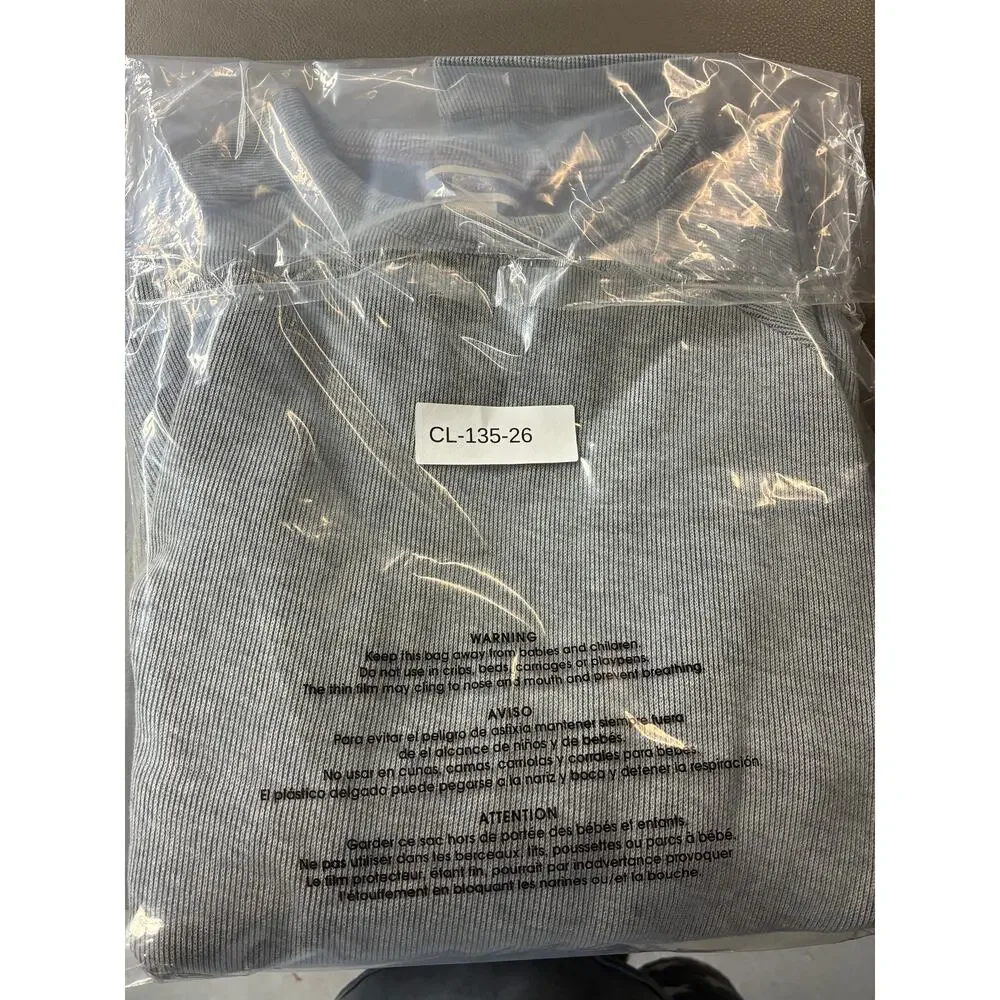 GAP Gray Waffle Knit Thermal Crewneck Shirt Men's Large Long Sleeve
